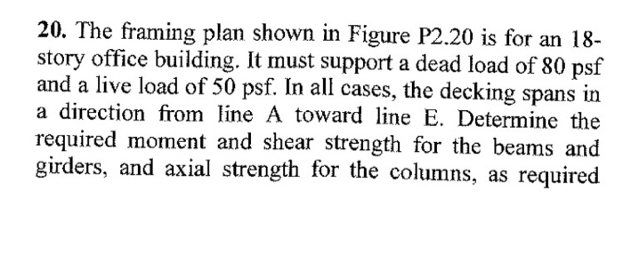 Solved 20. The framing plan shown in Figure P2.20 is for an | Chegg.com
