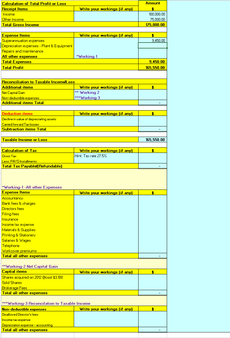 Solved QUESTION 21.3 tax return) Elite Designs Pty