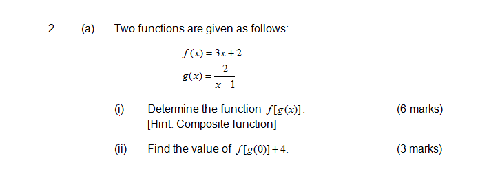 Solved 2. (a) Two functions are given as follows: f(x) = 3x | Chegg.com