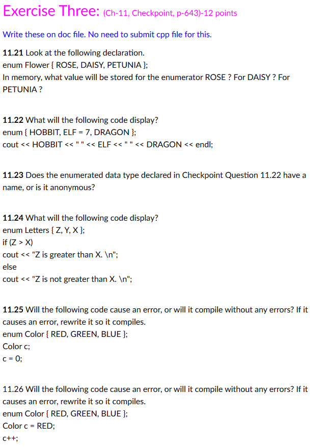 Solved Exercise Three: (Ch-11, Checkpoint, p-643)-12 points | Chegg.com