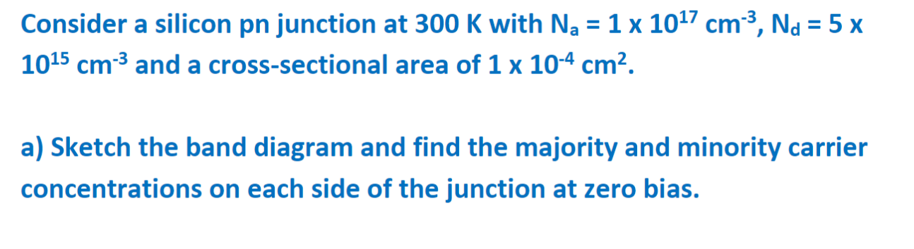Solved Consider a silicon pn junction at 300 K with | Chegg.com