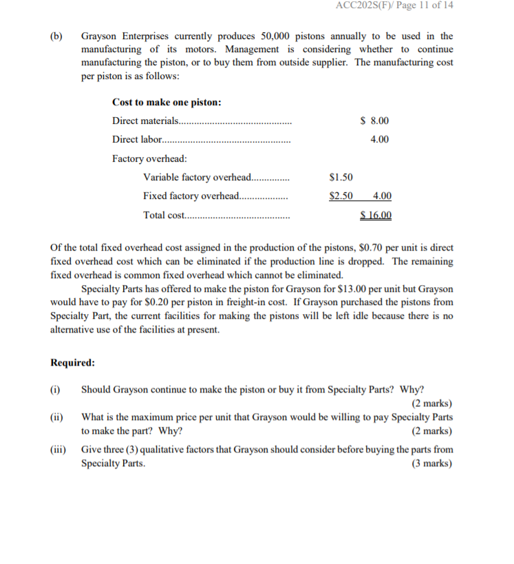 Solved ACC202S(F)/Page 11 of 14 (b) Grayson Enterprises