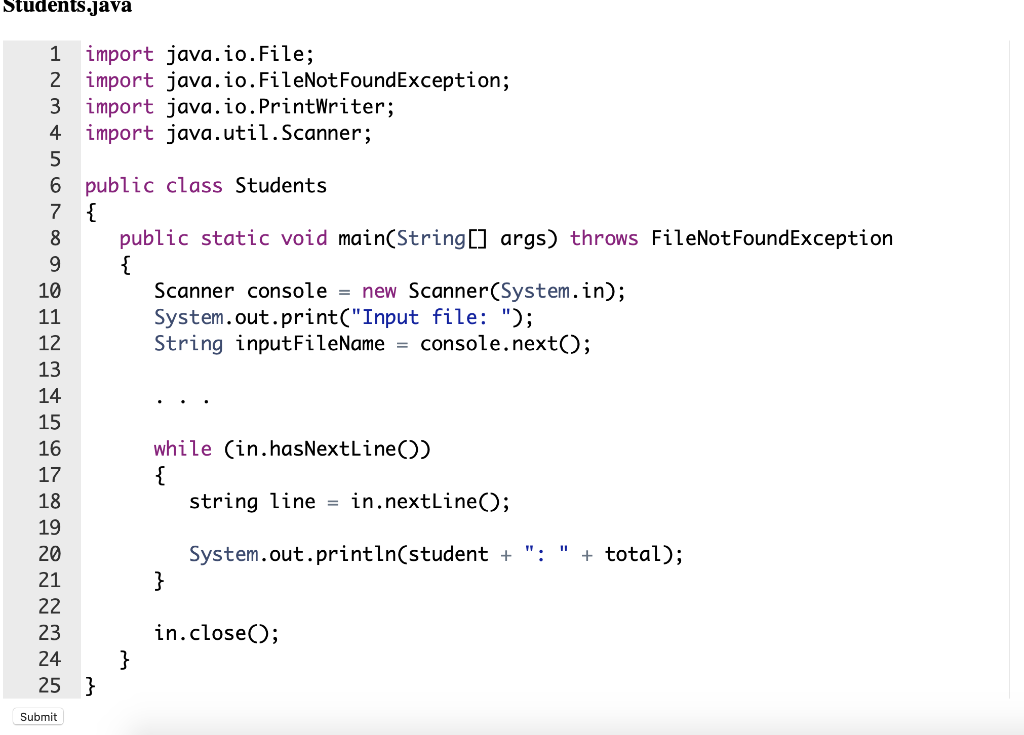 Solved Read student data in the form Jane Lee 100 98 97 100 | Chegg.com