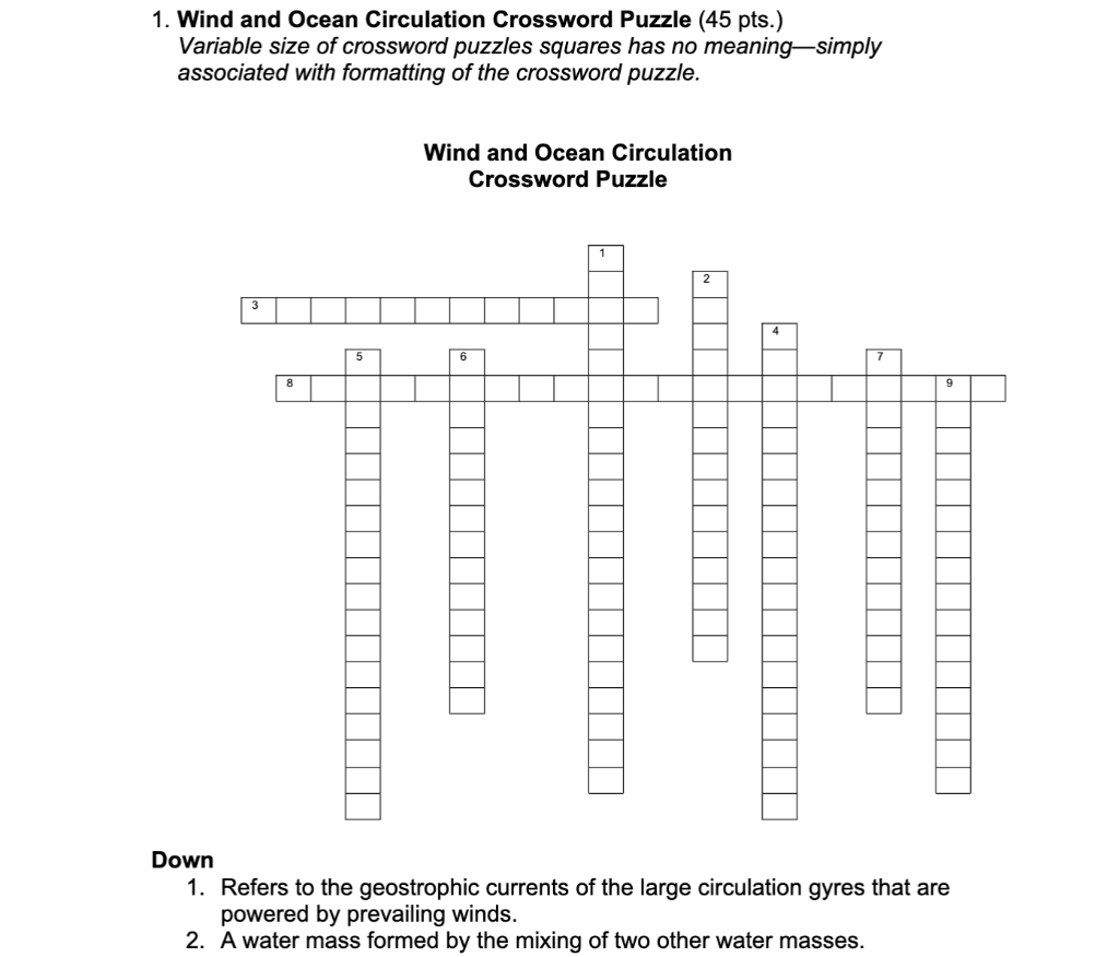 Solved 1 Wind and Ocean Circulation Crossword Puzzle (45 Chegg com
