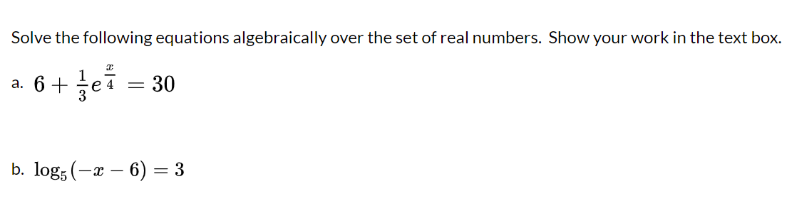 Solved Solve the following equations algebraically over the | Chegg.com