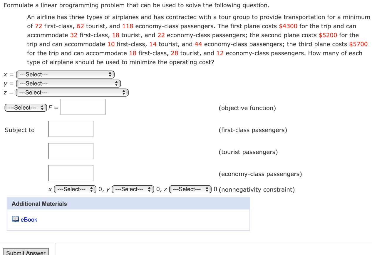 Formulate a linear programming problem that can be | Chegg.com