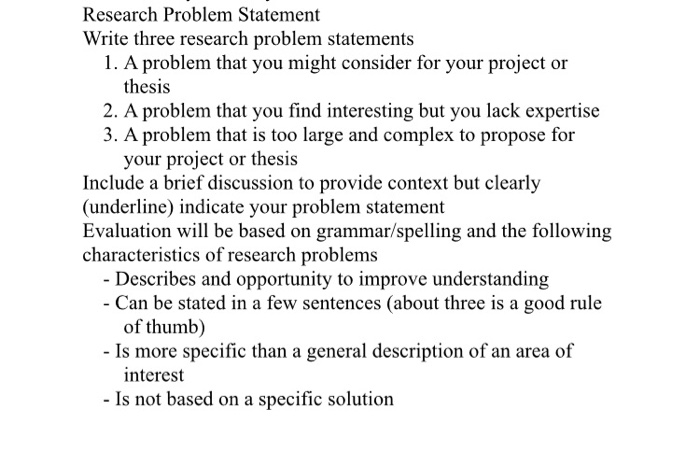 statement of the problem or research questions