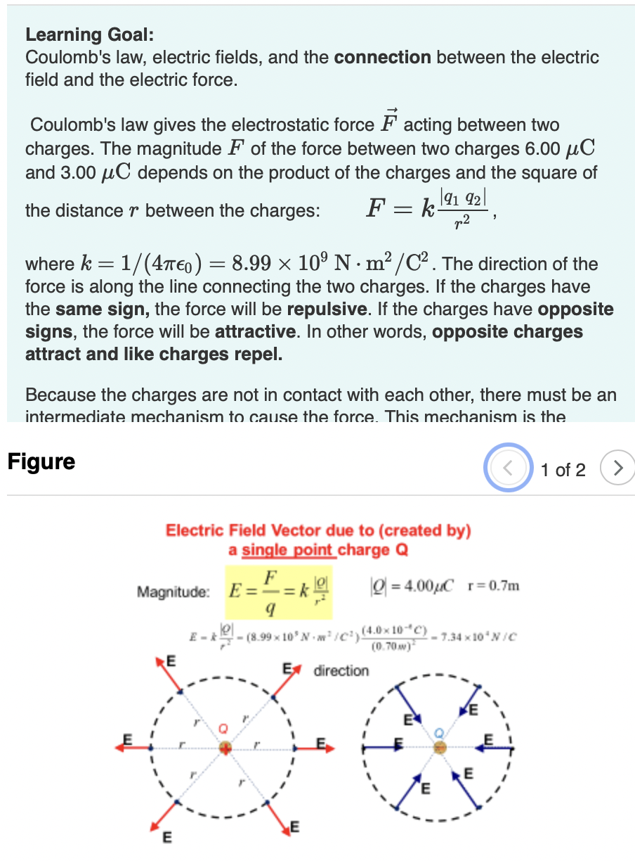 Solved Learning Goal: Coulomb's Law, Electric Fields, And | Chegg.com