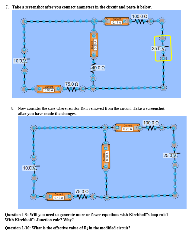 Solved 7. Take a screenshot after you connect ammeters in