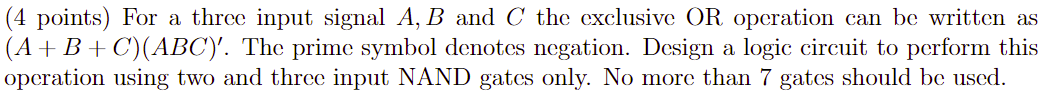 Solved (4 points) For a three input signal A,B and C the | Chegg.com