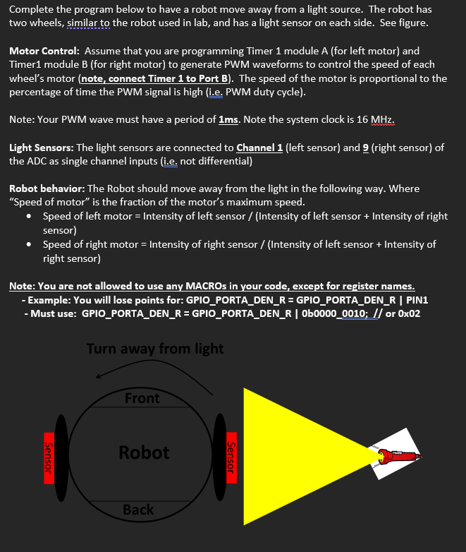 Complete the program below to have a robot move away | Chegg.com