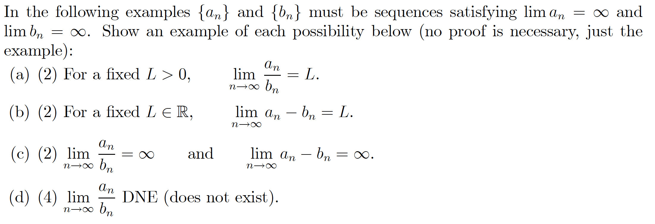 Solved Lim Bn In The Following Examples {an} And {bn} Must | Chegg.com