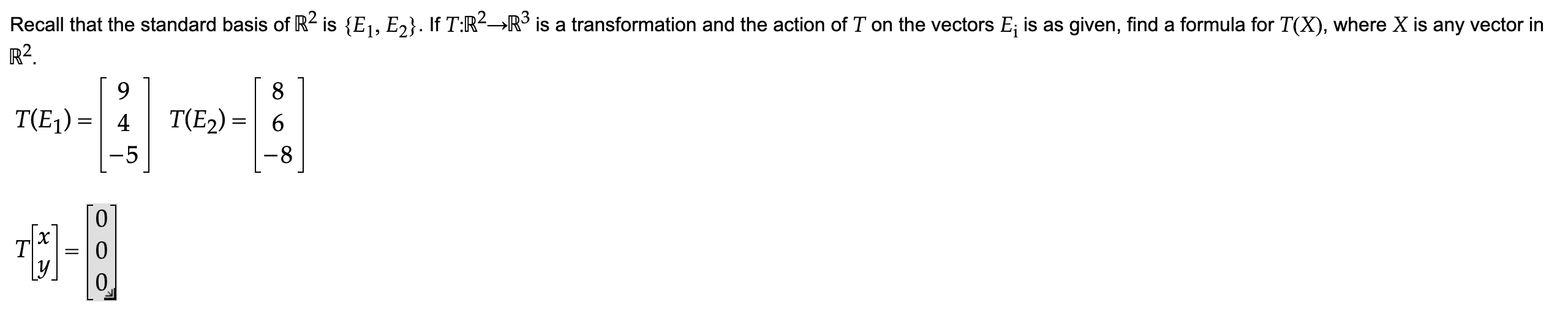 Solved Recall That The Standard Basis Of R2 Is E1 E2 If Chegg Solved Recall That The Standard Basis Of R2 Is E1 E2 If Chegg