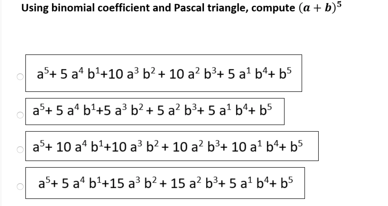Solved Using binomial coefficient and Pascal triangle, | Chegg.com