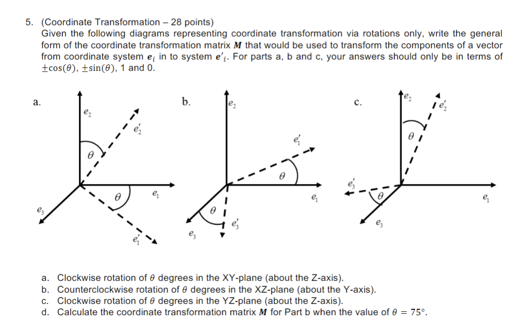 (Coordinate Transformation - 28 Points) Given The | Chegg.com