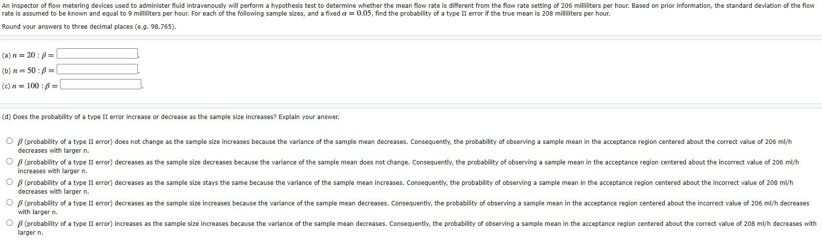 Solved An inspector of flow metering devices used to | Chegg.com