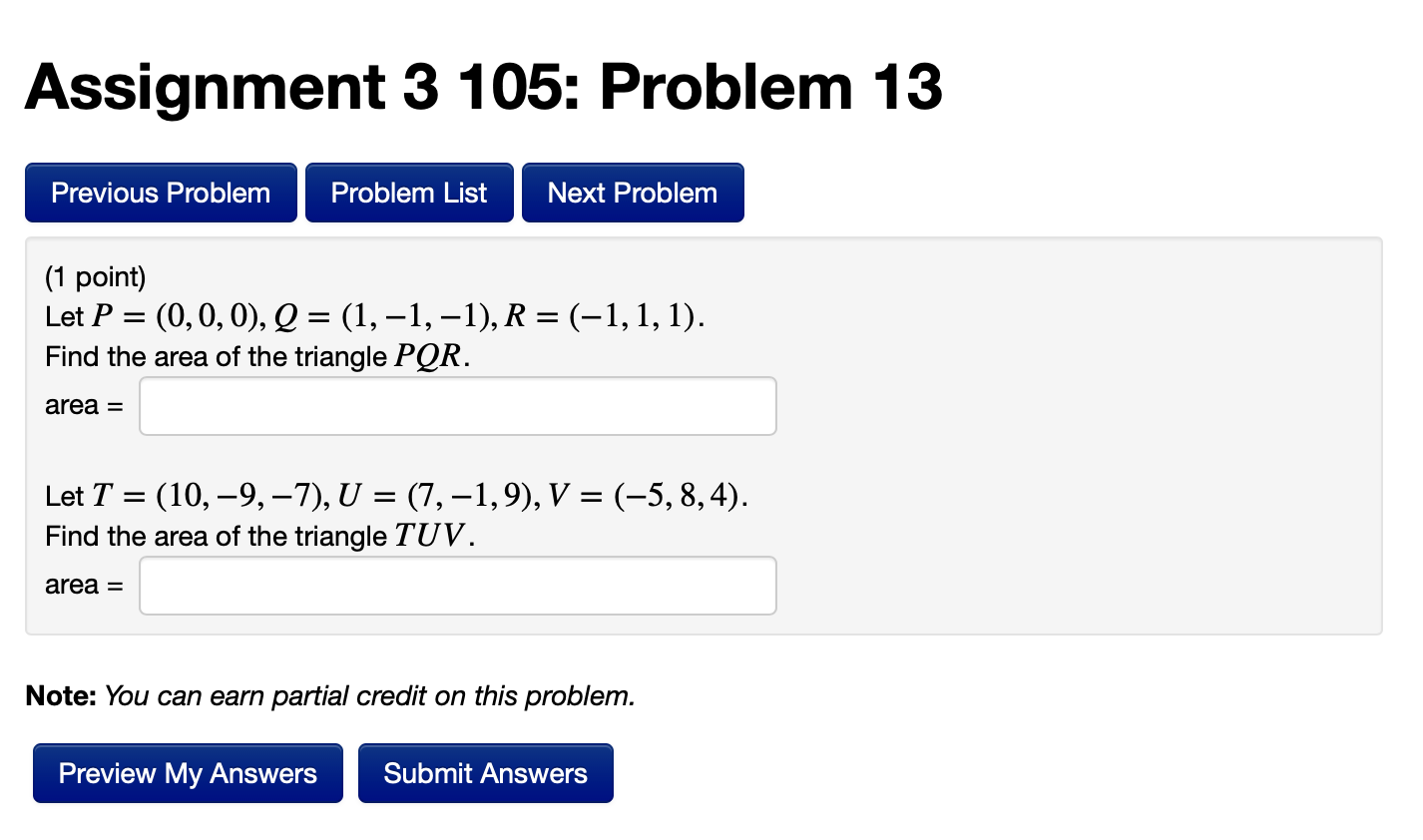 Solved Assignment 3 105: Problem 13 Previous Problem Problem | Chegg.com