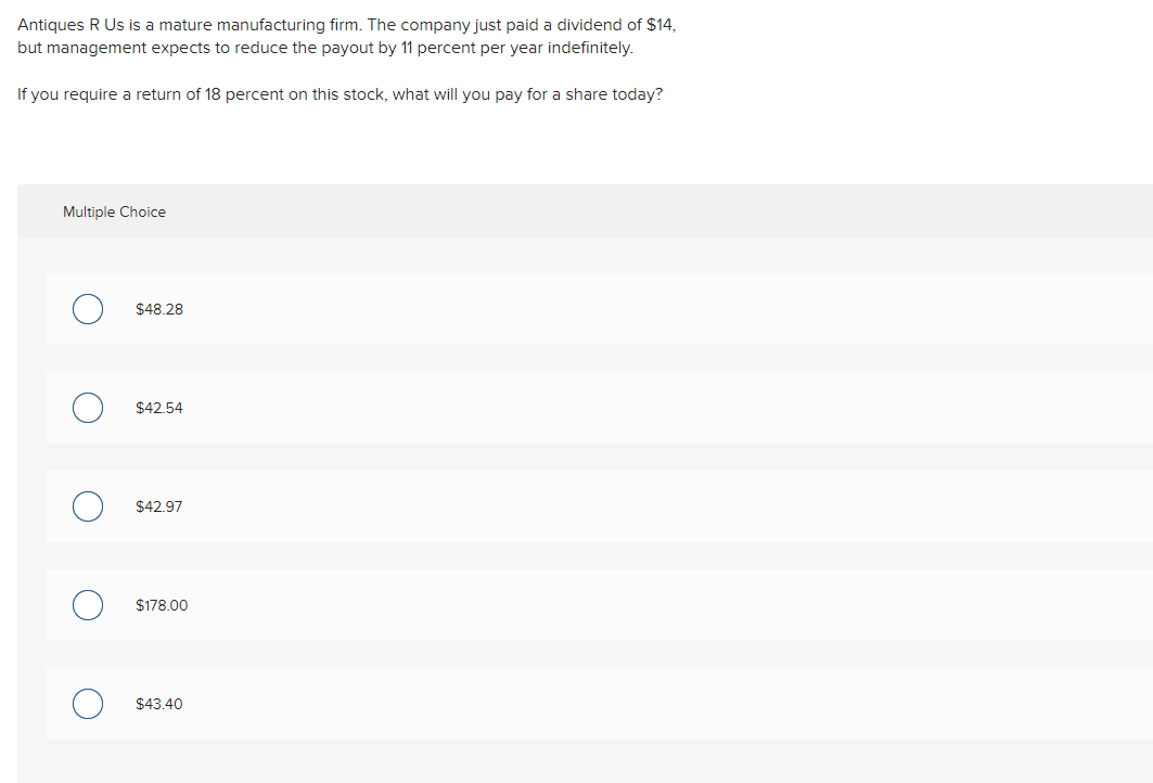 Solved Antiques R Us is a mature manufacturing firm. The