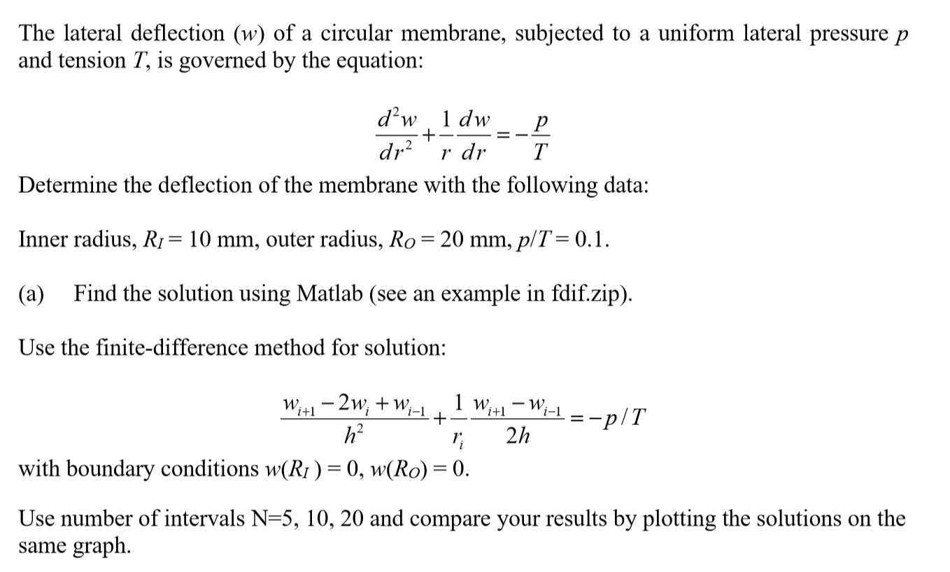 Solved The lateral deflection (w) of a circular membrane, | Chegg.com