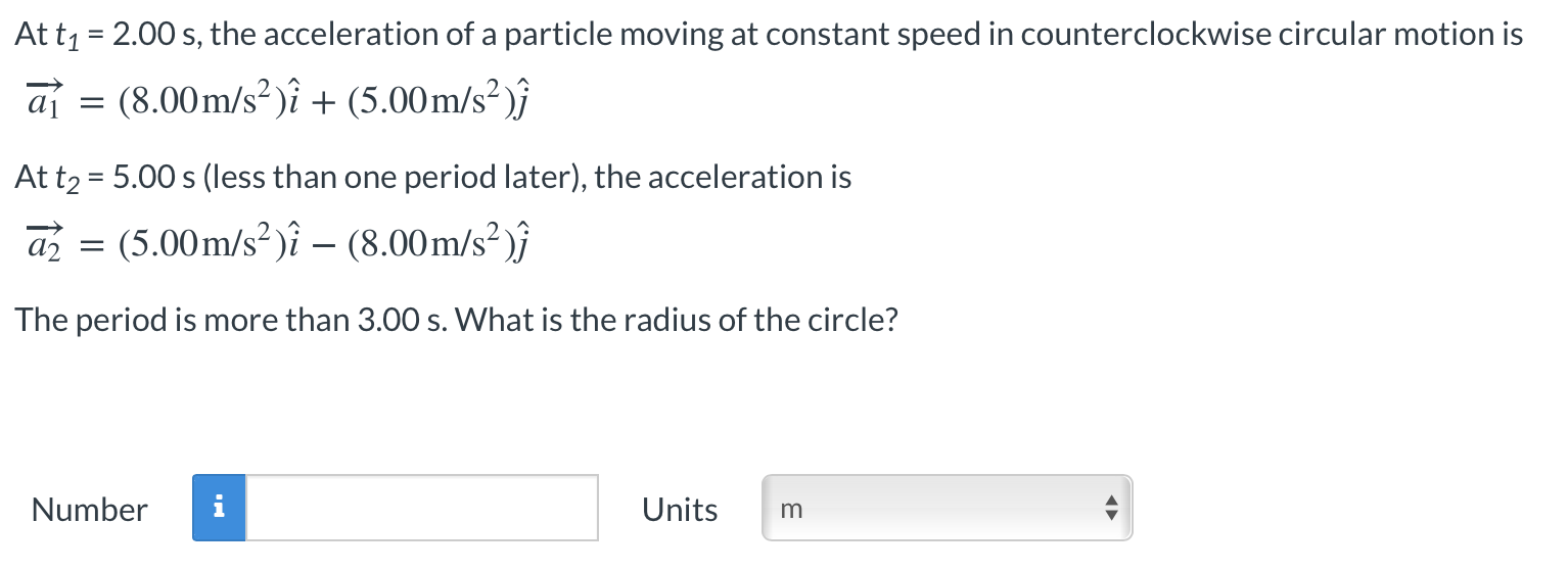 Solved At t1 = 2.00 s, the acceleration of a particle moving | Chegg.com