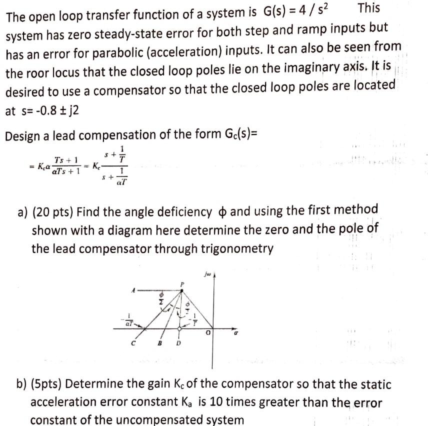 Solved The open loop transfer function of a system is G(s) = | Chegg.com