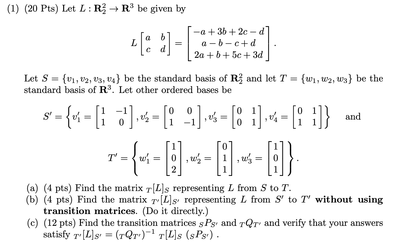 Solved 1 Pts Let L R2 R3 Be Given By A 3b Chegg Com