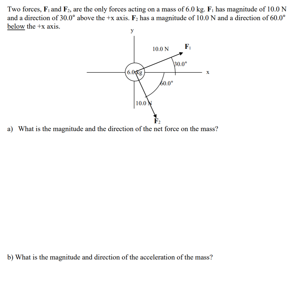 Solved Two forces, Fi and F2, are the only forces acting on | Chegg.com