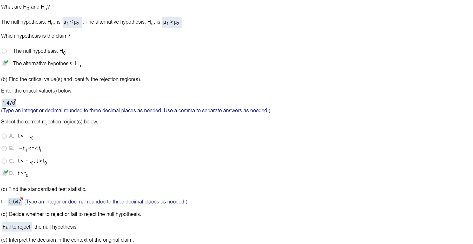 Solved trough (e). Assume the population variances are not | Chegg.com