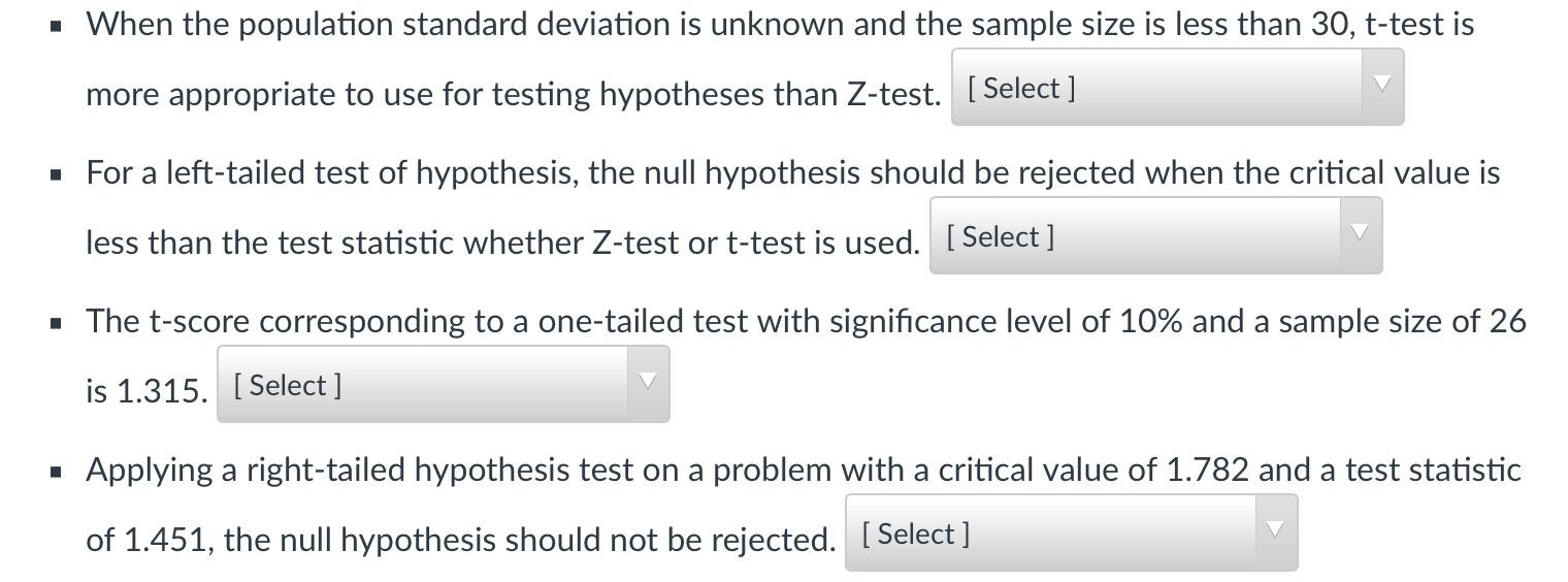 Solved When The Population Standard Deviation Is Unknown Chegg Com