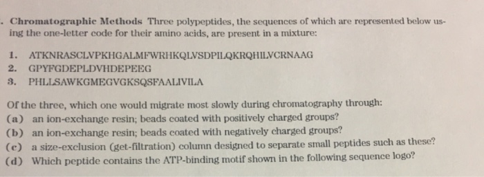 Solved Chromatographic Methods Three Polypeptides, The | Chegg.com