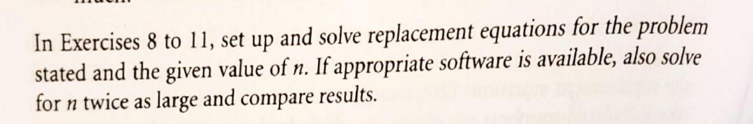 Solved In Exercises 8 to 11 , set up and solve replacement | Chegg.com