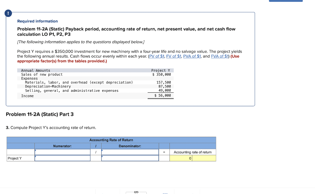 Solved Problem 11 2a Static Payback Period Accounting 8626