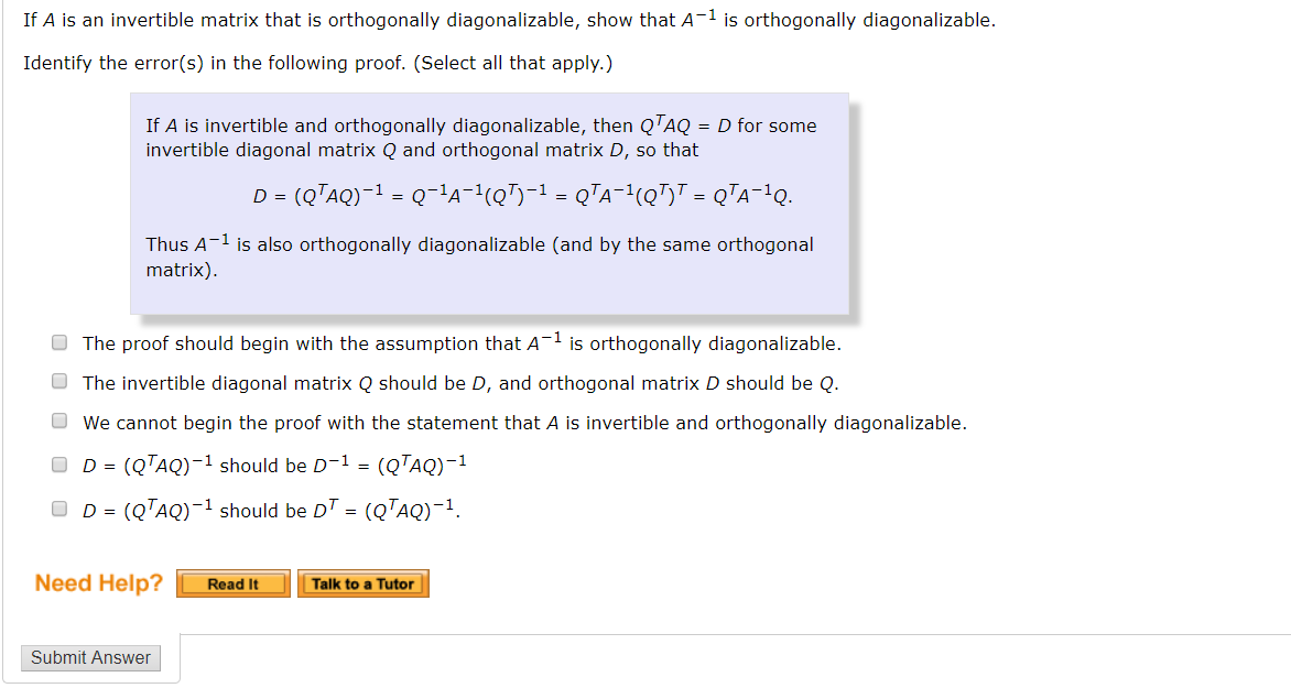 Solved If A is an invertible matrix that is orthogonally