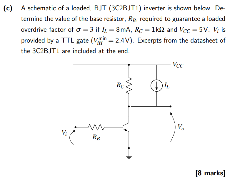 Solved (c) A Schematic Of A Loaded, BJT (3C2BJT1) Inverter | Chegg.com