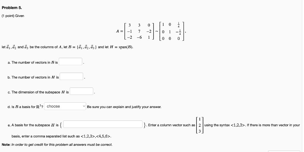 Solved Problem 5. (1 Point) Given Let ₁, ₂ And 3 Be The | Chegg.com