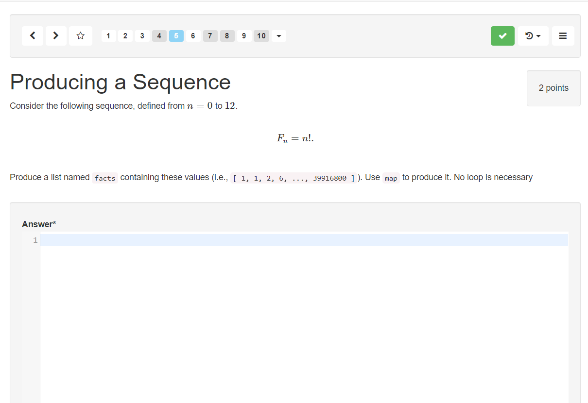 Solved ☆ 1 2 3 4 5 6 7 8 9 10 - Producing a Sequence 2 | Chegg.com