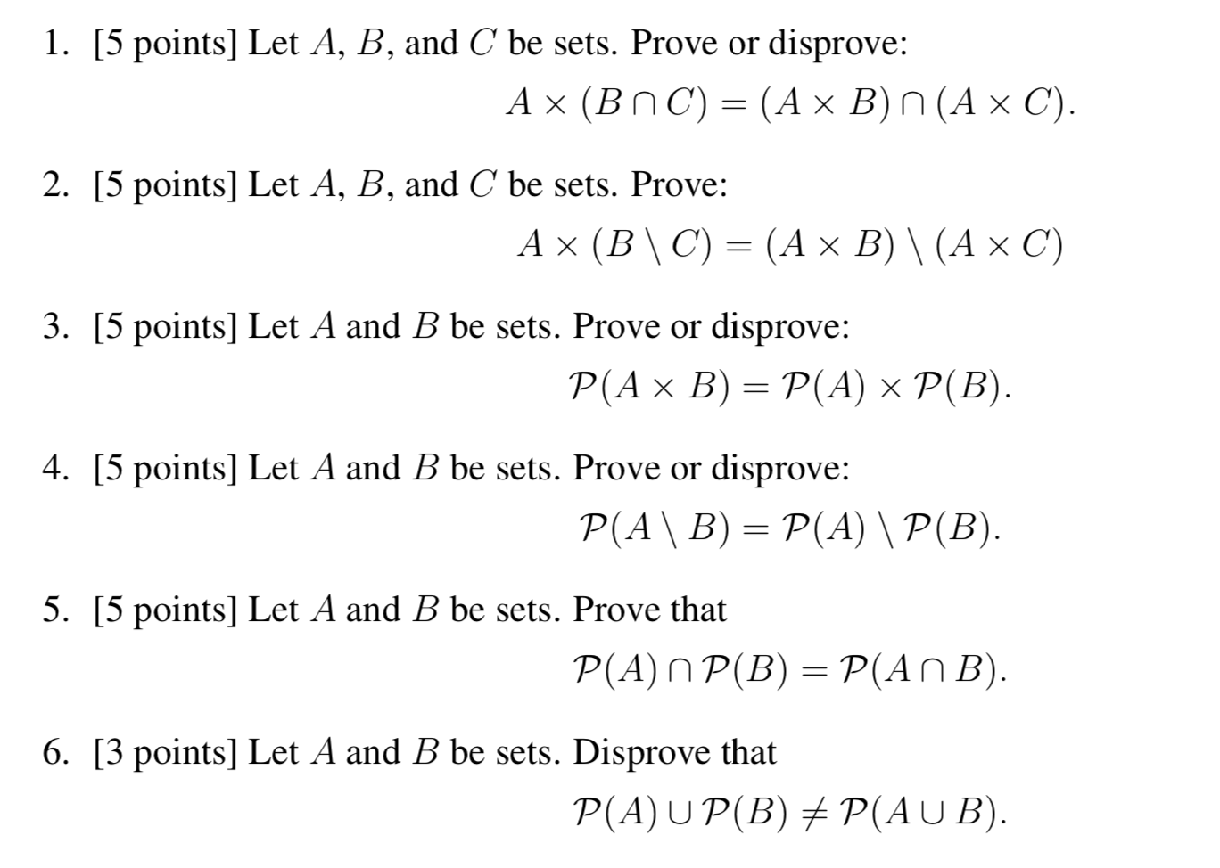 Solved > 1. [5 Points] Let A, B, And C Be Sets. Prove Or | Chegg.com