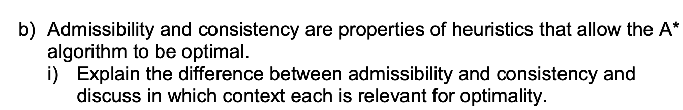 Solved B) Admissibility And Consistency Are Properties Of | Chegg.com