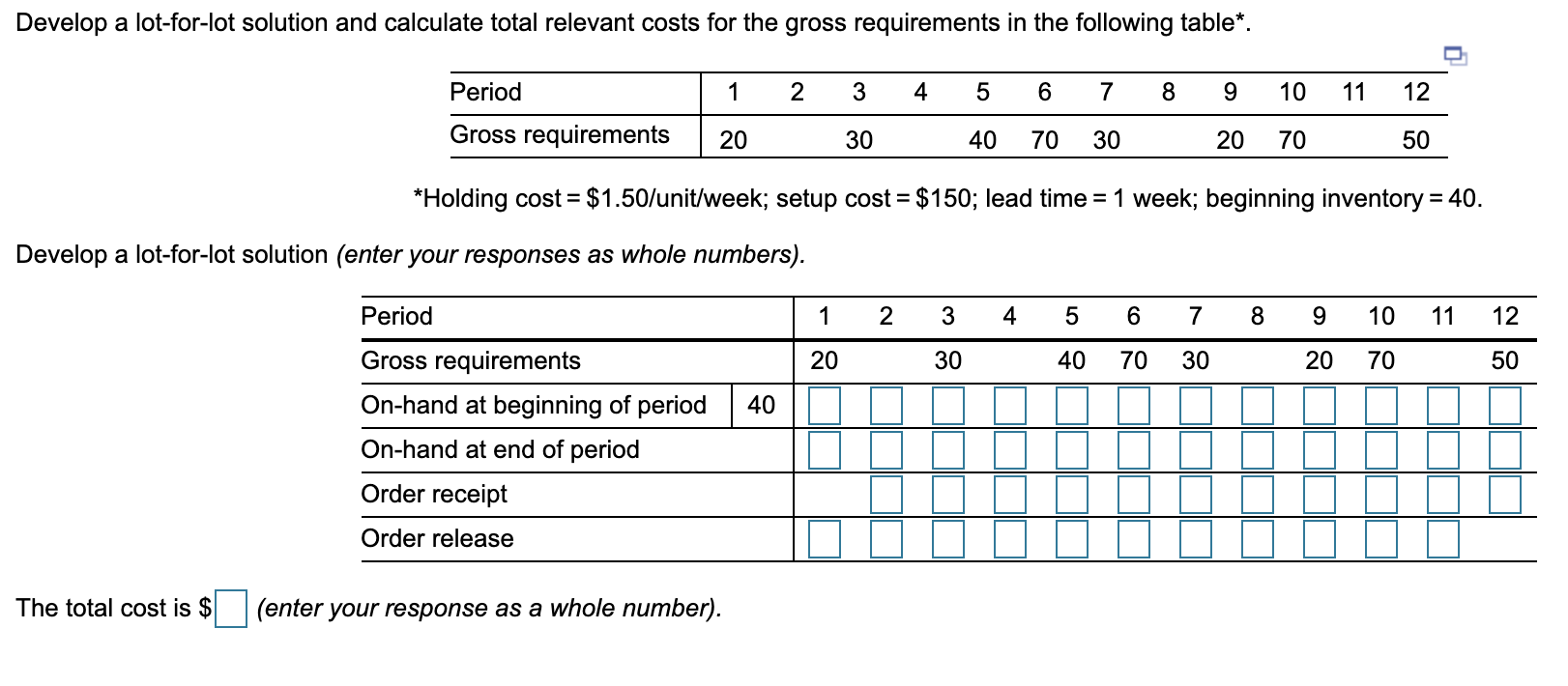 Solved Develop a lotforlot solution and calculate total