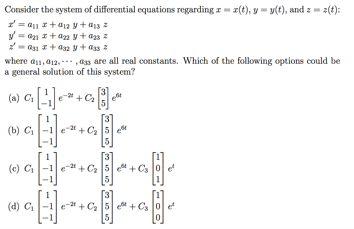 Solved Consider The System Of Differential Equations Re Chegg Com