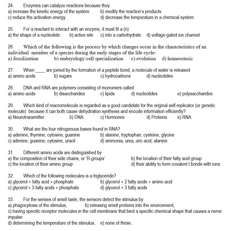 Solved 24. Enzymes can catalyze reactions because they a) | Chegg.com