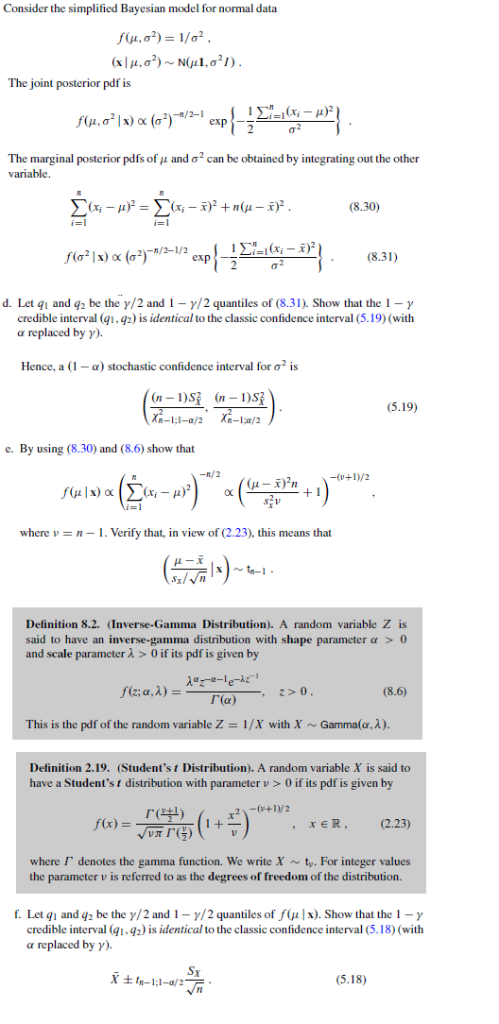 Solved Consider the simplified Bayesian model for normal | Chegg.com