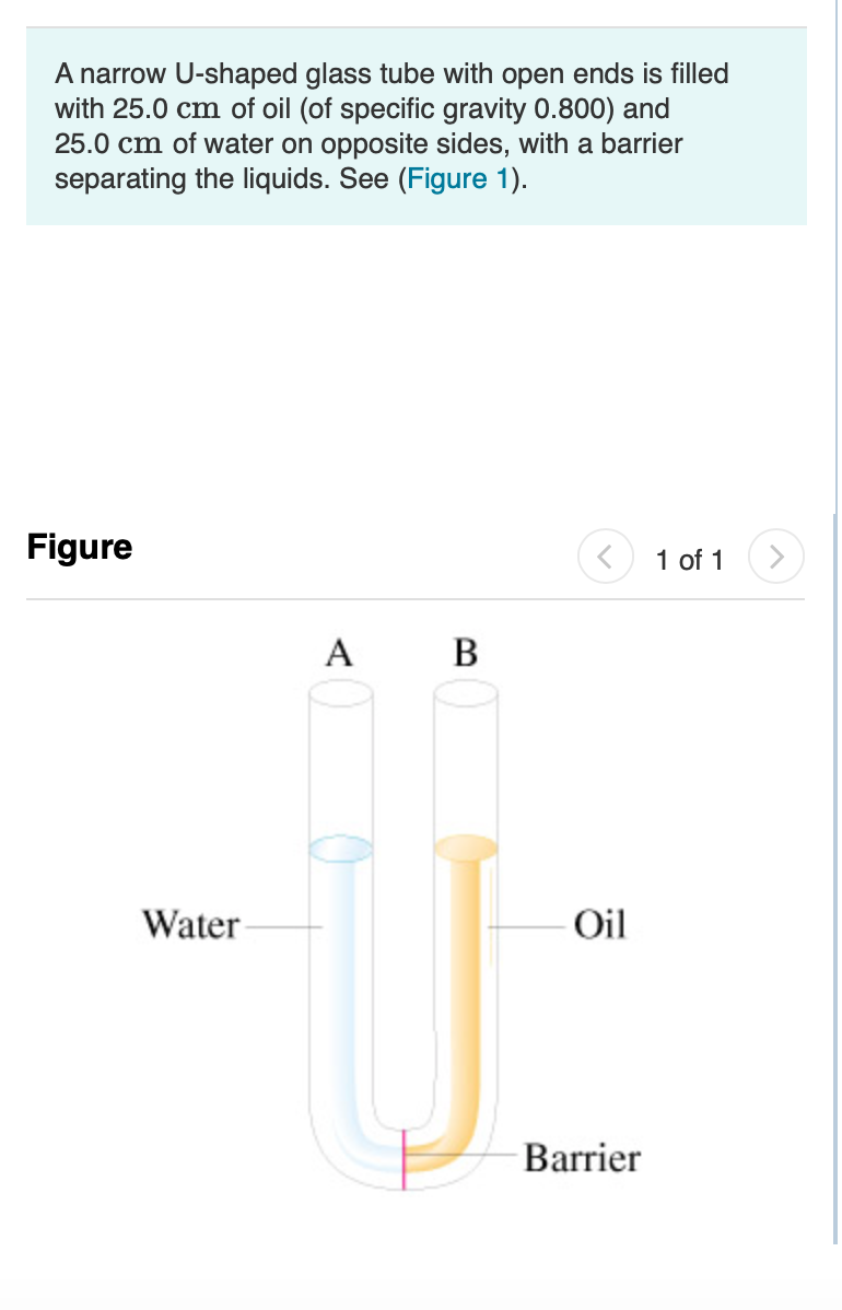 Solved A narrow Ushaped glass tube with open ends is filled