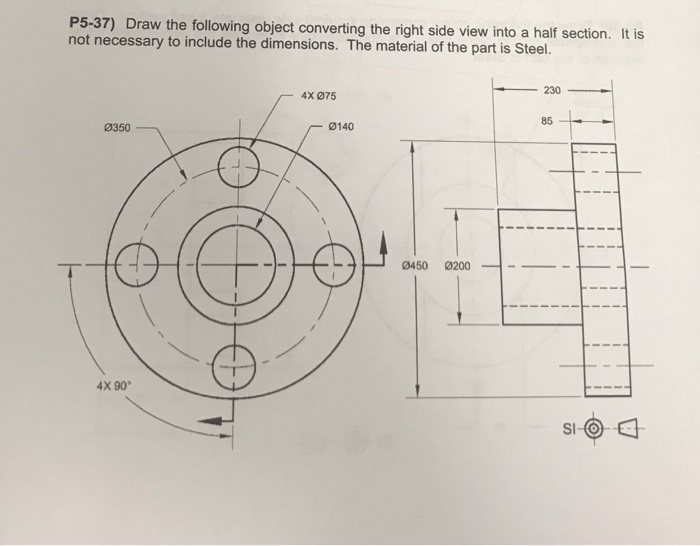 Solved P5-37) Draw the following object converting the right | Chegg.com