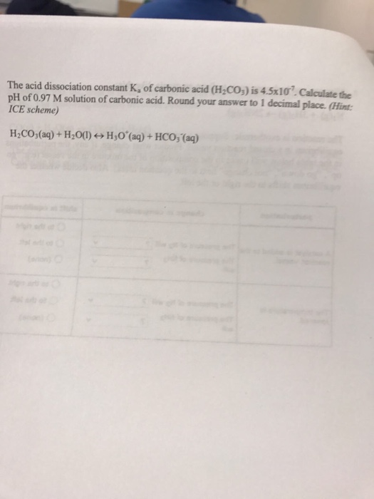 Solved The acid dissociation constant K_a of carbonic acid