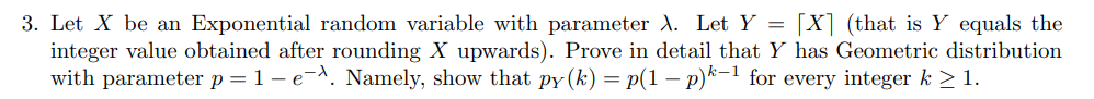 Solved 3. Let X be an Exponential random variable with | Chegg.com