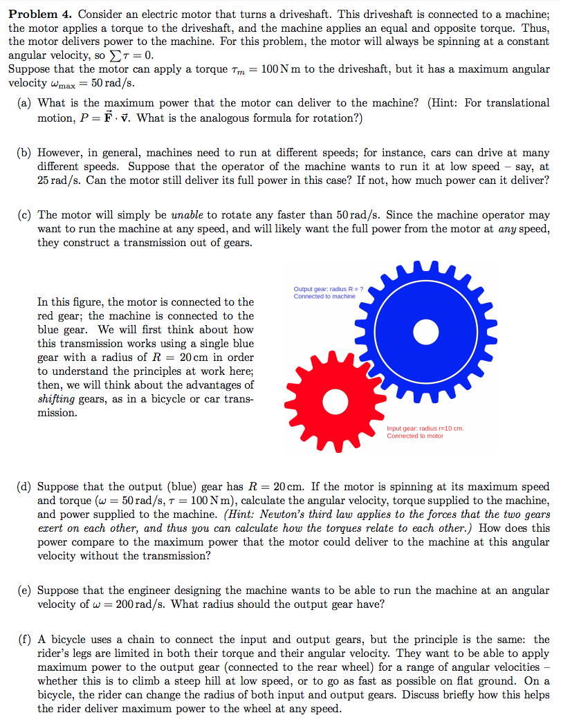 Solved Problem 4. Consider an electric motor that turns a