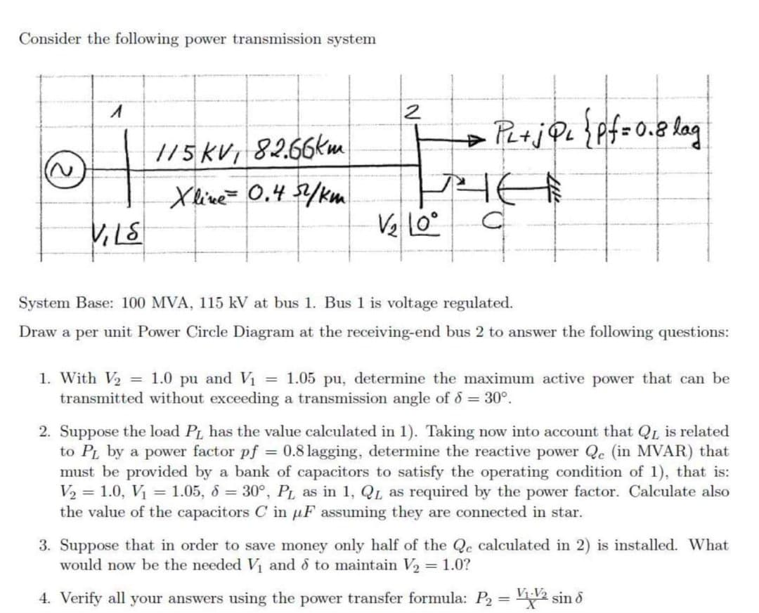 Solved Consider the following power transmission system 1 2 | Chegg.com