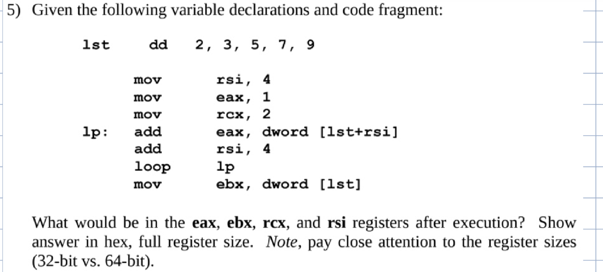 Solved Given the following variable declarations and code | Chegg.com