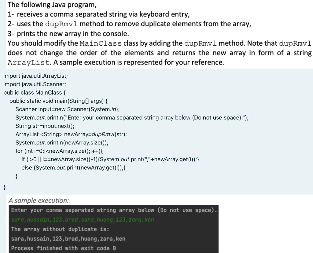 Solved The following Java program, 1- receives a comma | Chegg.com